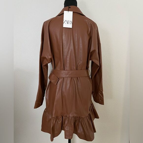 NWT Zara Faux Leather Shirt Dress - Picture 11 of 15